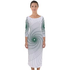 Spirograph Pattern Quarter Sleeve Midi Bodycon Dress by Mariart