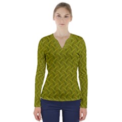 Autumn Leaves Pattern V-neck Long Sleeve Top by LoolyElzayat