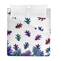 Blue Purple Leaves Duvet Cover Double Side (full/ Double Size) by LoolyElzayat