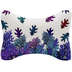 Blue Purple Leaves Seat Head Rest Cushion by LoolyElzayat