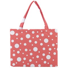 Polka Dot On Living Coral Mini Tote Bag by LoolyElzayat