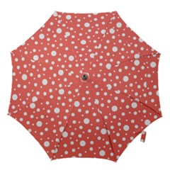 Polka Dot On Living Coral Hook Handle Umbrellas (medium) by LoolyElzayat