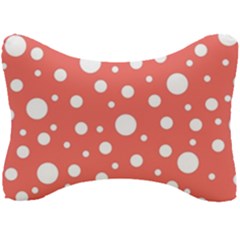 Polka Dot On Living Coral Seat Head Rest Cushion by LoolyElzayat