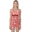 Polka Dot On Living Coral One Piece Boyleg Swimsuit View1