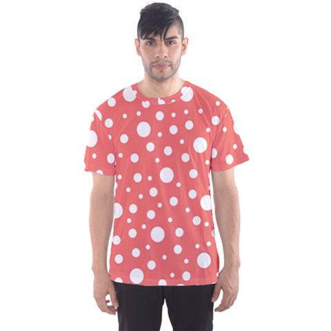 Polka Dot On Living Coral Men s Sports Mesh Tee by LoolyElzayat