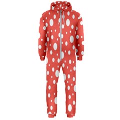 Polka Dot On Living Coral Hooded Jumpsuit (men)  by LoolyElzayat