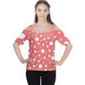 Polka Dot On Living Coral Cutout Shoulder Tee View1