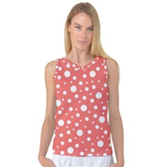 Polka Dot On Living Coral Women s Basketball Tank Top by LoolyElzayat