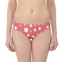 Polka Dot On Living Coral Hipster Bikini Bottoms by LoolyElzayat