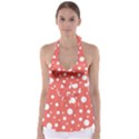 Polka Dot On Living Coral Babydoll Tankini Top View1