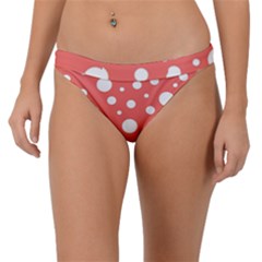 Polka Dot On Living Coral Band Bikini Bottom by LoolyElzayat