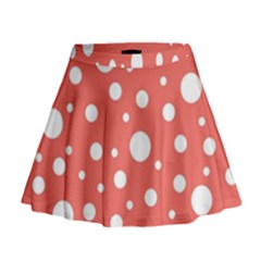 Polka Dot On Living Coral Mini Flare Skirt by LoolyElzayat