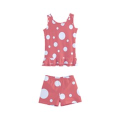 Polka Dot On Living Coral Kids  Boyleg Swimsuit by LoolyElzayat