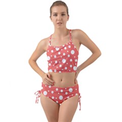 Polka Dot On Living Coral Mini Tank Bikini Set by LoolyElzayat