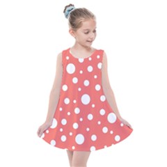 Polka Dot On Living Coral Kids  Summer Dress by LoolyElzayat