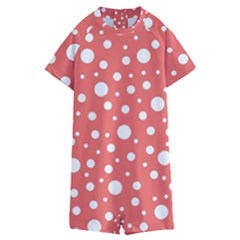 Polka Dot On Living Coral Kids  Boyleg Half Suit Swimwear by LoolyElzayat