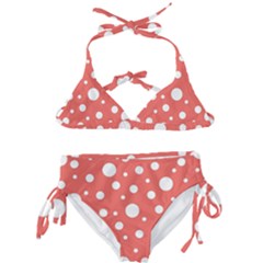 Polka Dot On Living Coral Kids  Classic Bikini Set by LoolyElzayat