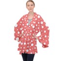 Polka Dot On Living Coral Velvet Kimono Robe View1