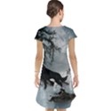 Awesome Black And White Wolf In The Dark Night Cap Sleeve Nightdress View2