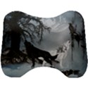 Awesome Black And White Wolf In The Dark Night Head Support Cushion View1