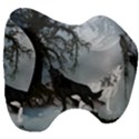 Awesome Black And White Wolf In The Dark Night Head Support Cushion View3