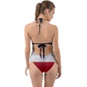 Flag Patriote Quebec Patriot red green white grunge Separatism Halter Cut-Out One Piece Swimsuit View2