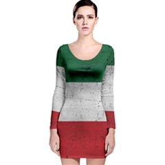 Flag Patriote Quebec Patriot Red Green White Grunge Separatism Long Sleeve Velvet Bodycon Dress by Quebec