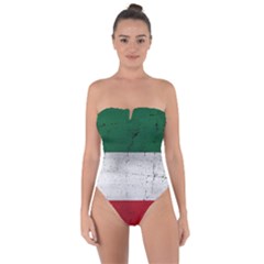 Flag Patriote Quebec Patriot Red Green White Grunge Separatism Tie Back One Piece Swimsuit by Quebec