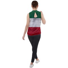 Flag Patriote Quebec Patriot Red Green White Grunge Separatism Mock Neck Chiffon Sleeveless Top