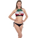 Flag Patriote Quebec Patriot red green white grunge Separatism Cross Front Halter Bikini Set View1