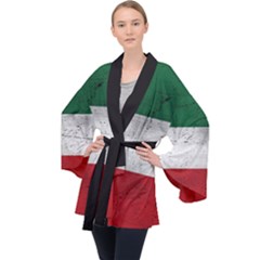 Flag Patriote Quebec Patriot Red Green White Grunge Separatism Velvet Kimono Robe by Quebec