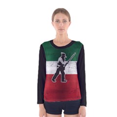 Flag Patriote Quebec Patriot Red Green White Grunge Vieux Patriot Henri Julien Women s Long Sleeve Tee