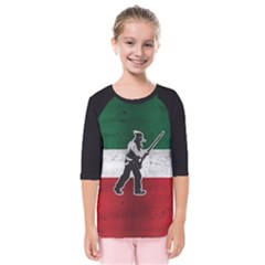 Flag Patriote Quebec Patriot Red Green White Grunge Vieux Patriot Henri Julien Kids  Quarter Sleeve Raglan Tee