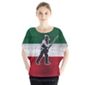 Flag Patriote Quebec Patriot red green white grunge vieux patriot Henri Julien Batwing Chiffon Blouse View1