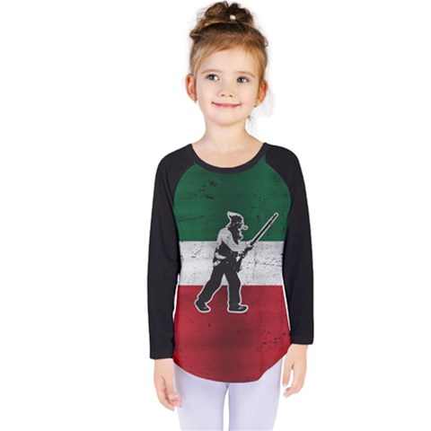 Flag Patriote Quebec Patriot Red Green White Grunge Vieux Patriot Henri Julien Kids  Long Sleeve Tee by Quebec