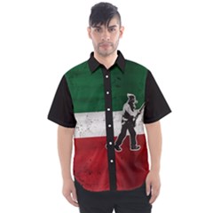 Flag Patriote Quebec Patriot Red Green White Grunge Vieux Patriot Henri Julien Men s Short Sleeve Shirt