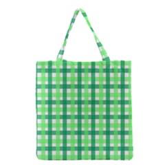 Sweet Pea Green Gingham Grocery Tote Bag by WensdaiAmbrose