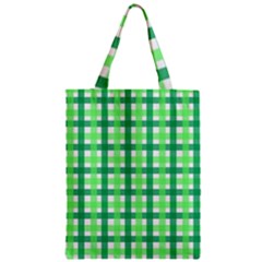 Sweet Pea Green Gingham Zipper Classic Tote Bag by WensdaiAmbrose