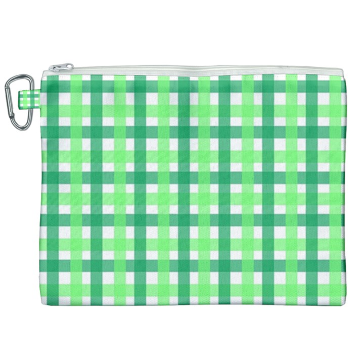 Sweet Pea Green Gingham Canvas Cosmetic Bag (XXL)