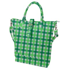 Sweet Pea Green Gingham Buckle Top Tote Bag by WensdaiAmbrose