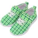 Sweet Pea Green Gingham Kids  Velcro Strap Shoes View2