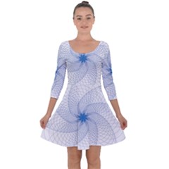 Spirograph Pattern Geometric Quarter Sleeve Skater Dress