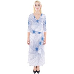 Spirograph Pattern Geometric Quarter Sleeve Wrap Maxi Dress