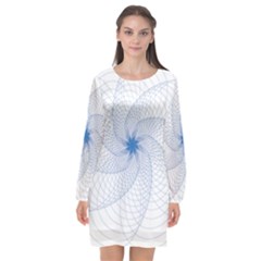 Spirograph Pattern Geometric Long Sleeve Chiffon Shift Dress  by Mariart