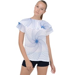 Spirograph Pattern Geometric Ruffle Collar Chiffon Blouse