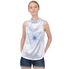 Spirograph Pattern Geometric High Neck Satin Top