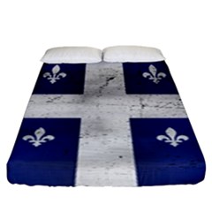 Flag Quebec Drapeau Grunge Fleur De Lys Blue And White Fitted Sheet (king Size) by Quebec