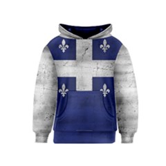 Flag Quebec Drapeau Grunge Fleur De Lys Blue And White Kids  Pullover Hoodie by Quebec