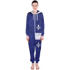 Flag Quebec Drapeau Grunge Fleur De Lys Blue And White Hooded Jumpsuit (ladies)  by Quebec