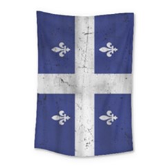 Flag Quebec Drapeau Grunge Fleur De Lys Blue And White Small Tapestry by Quebec